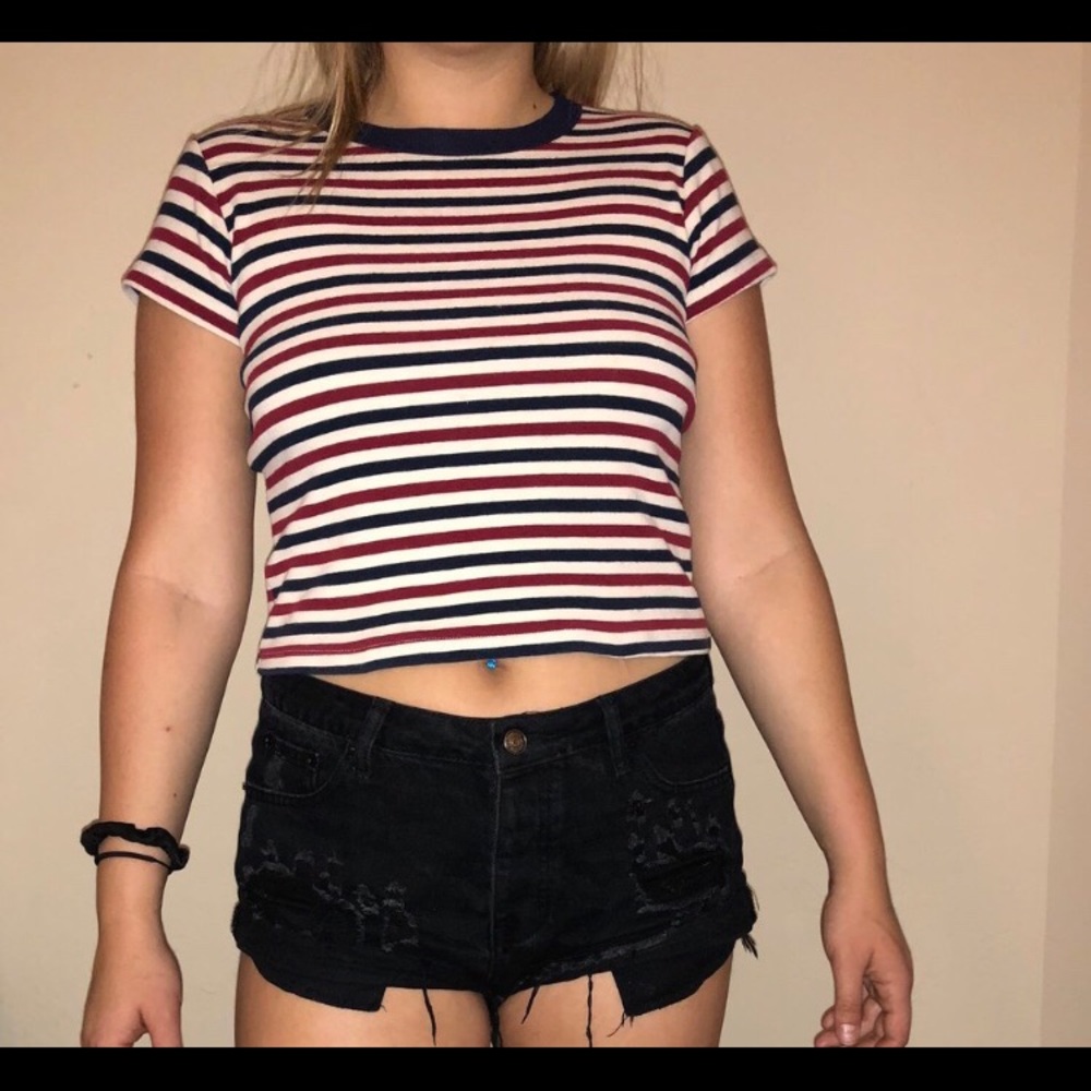 Red, White, and Blue striped crop top